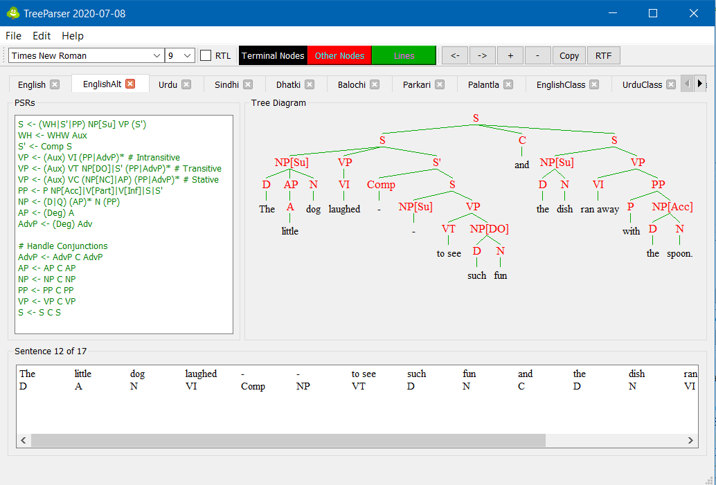 TreeParser with English example